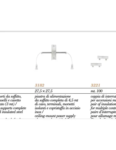 Fontana Arte 3182 Deckennetzteil für Parallelkabel